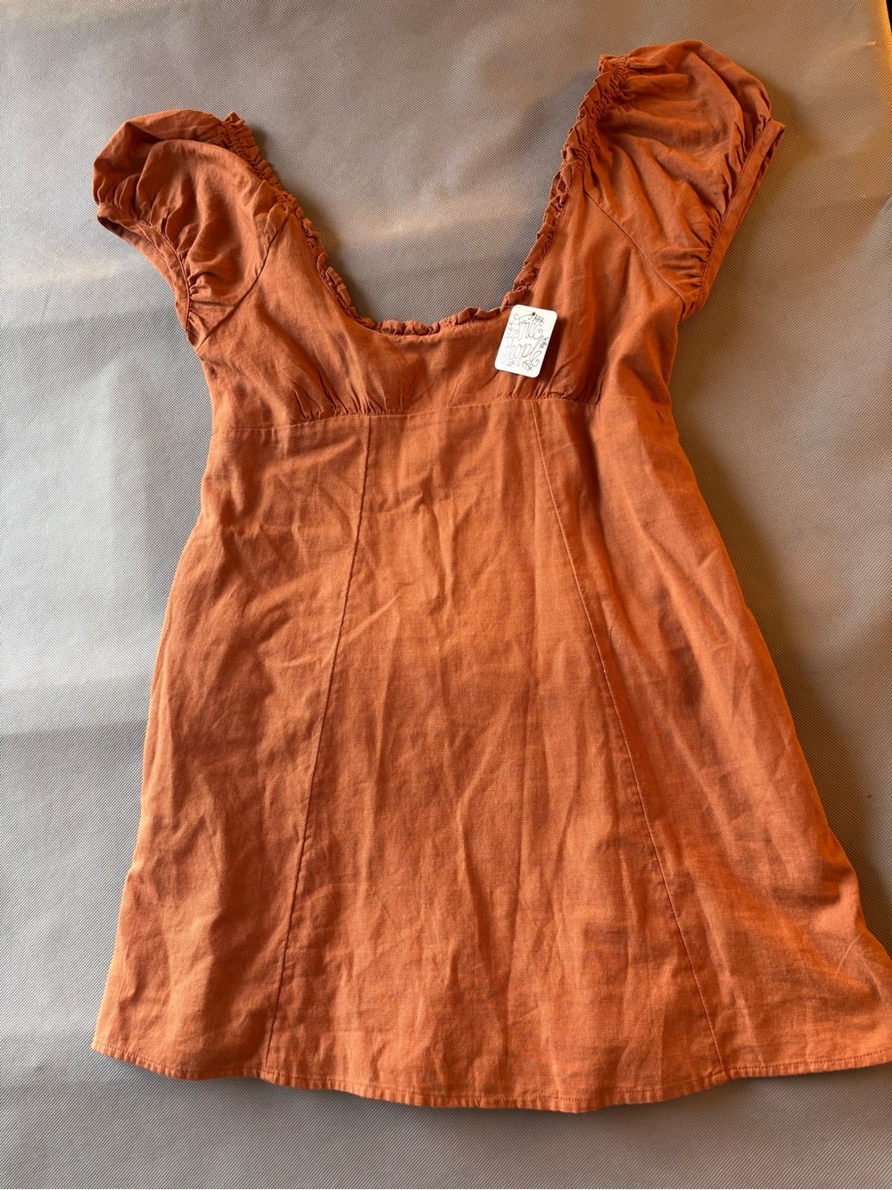 NWT Free People Rust Orange Women's Scoop-Neck Mini Dress- Small